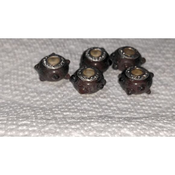 NEW SET OF 5 PANDORA MATTE & TRANSCULENT BROWN WITH BUMPS - REALLY CUTE - Picture 1 of 3